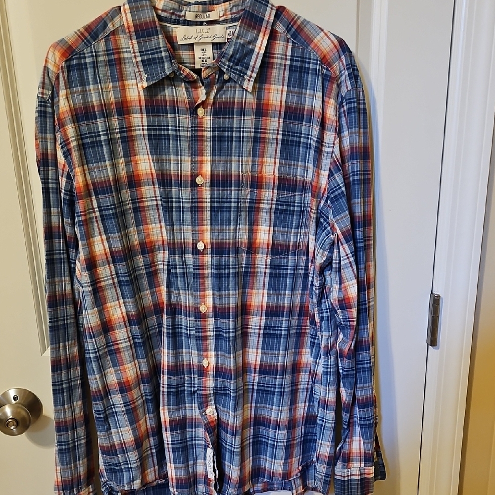 H&M LOGG Blue and Red Plaid Button-Down Shirt